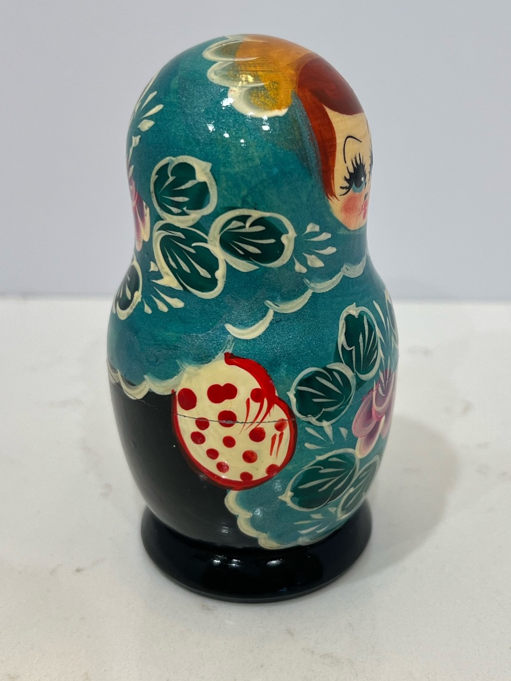 Russian Nesting Dolls Matryoshka Set Hand Painted Blue Floral 5 Dolls - Picture 5 of 12